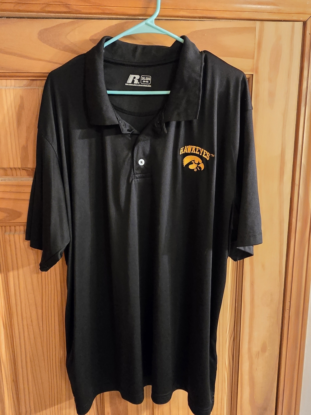 Athletic Black Polo with Gold Hawkeyes Logo